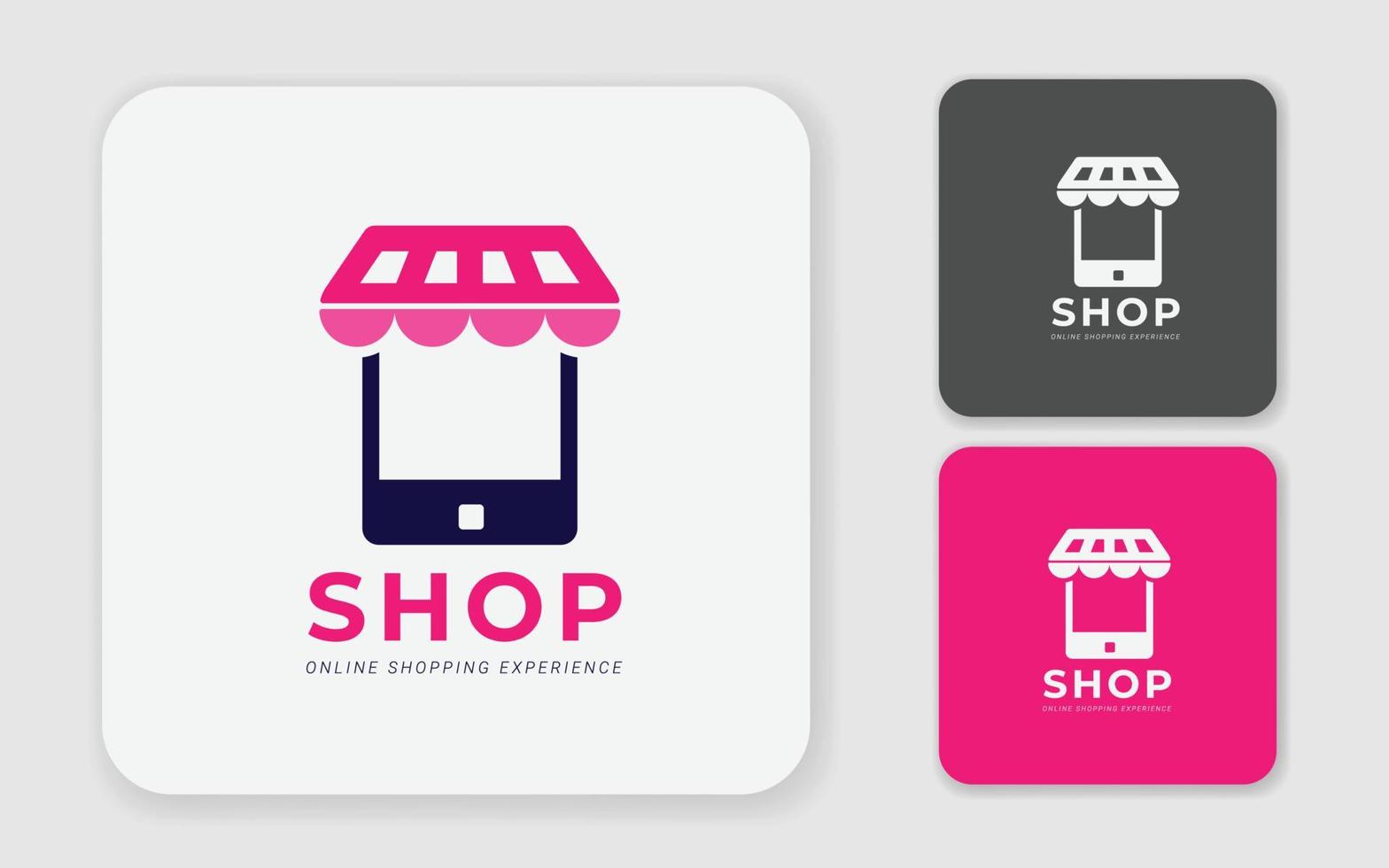 online winkel logo ontwerp. illustratie vector grafisch van mobiel en supermarkt logo ontwerp concept. perfect voor uitverkoop, korting, of op te slaan web element. ecommerce platform logo