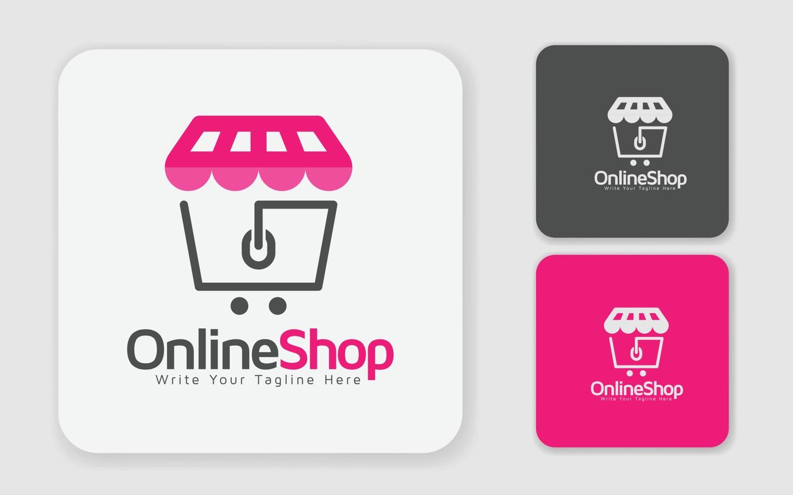 online winkel logo ontwerp. illustratie vector grafisch van boodschappen doen kar en winkel zak combinatie logo ontwerp concept. perfect voor e-commerce, uitverkoop, korting of op te slaan web element. ecommerce platform logo.