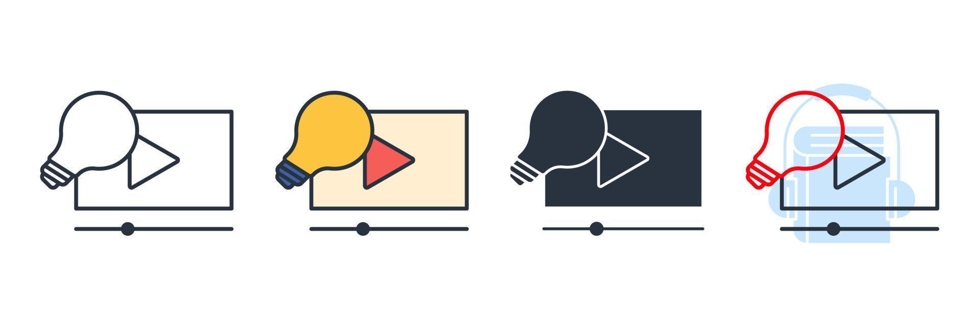 video zelfstudie icoon logo vector illustratie. licht lamp met video speler symbool sjabloon voor grafisch en web ontwerp verzameling