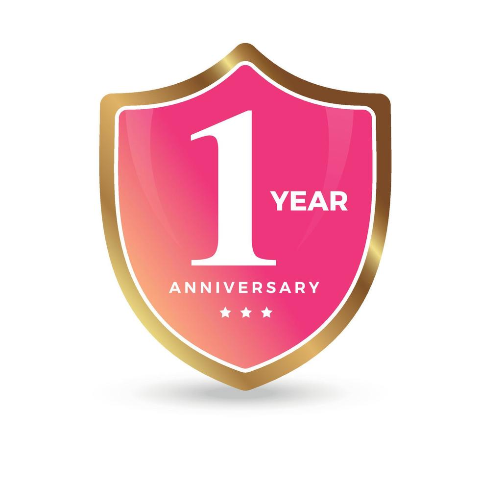 1e eerste verjaardag vieren icoon logo etiket vector evenement goud kleur schild