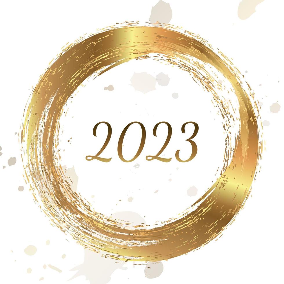 gelukkig nieuw jaar 2023 groet kaart poster. confetti. cirkel kader. vector