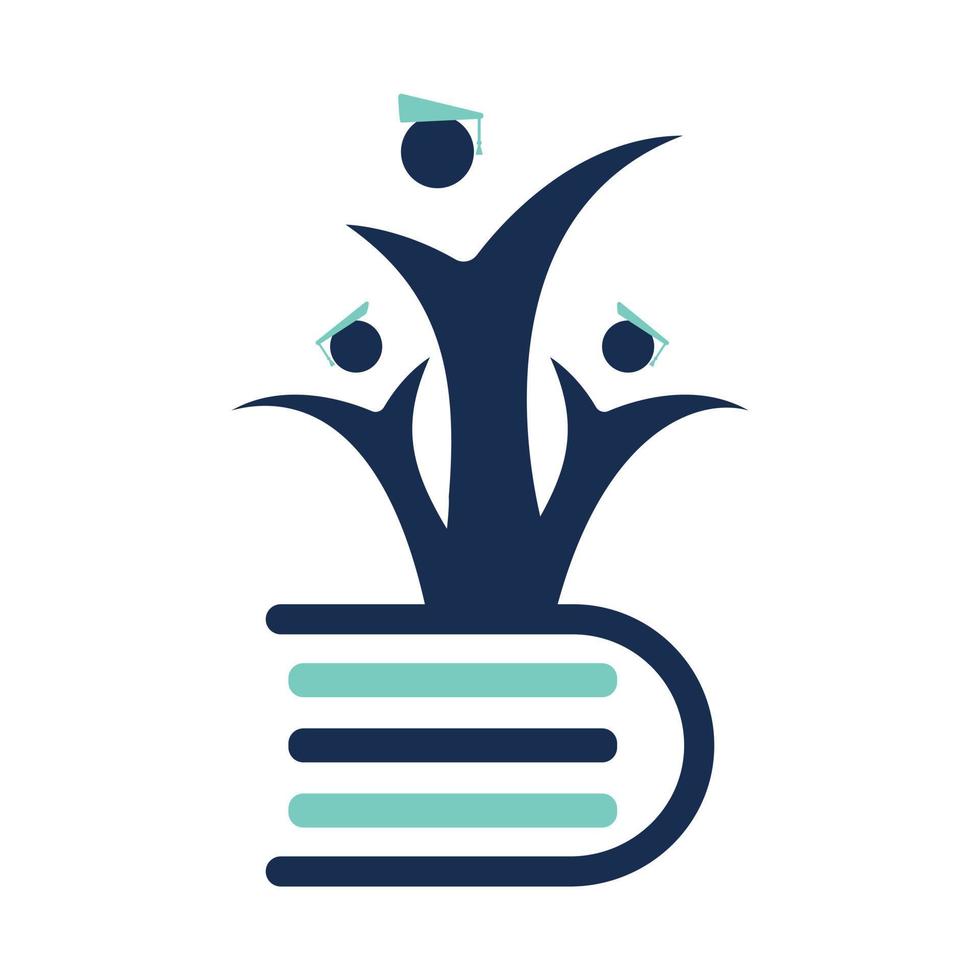 leerling afgestudeerden logo met boek icoon. afgestudeerd leerling met boek concept ontwerp. vector