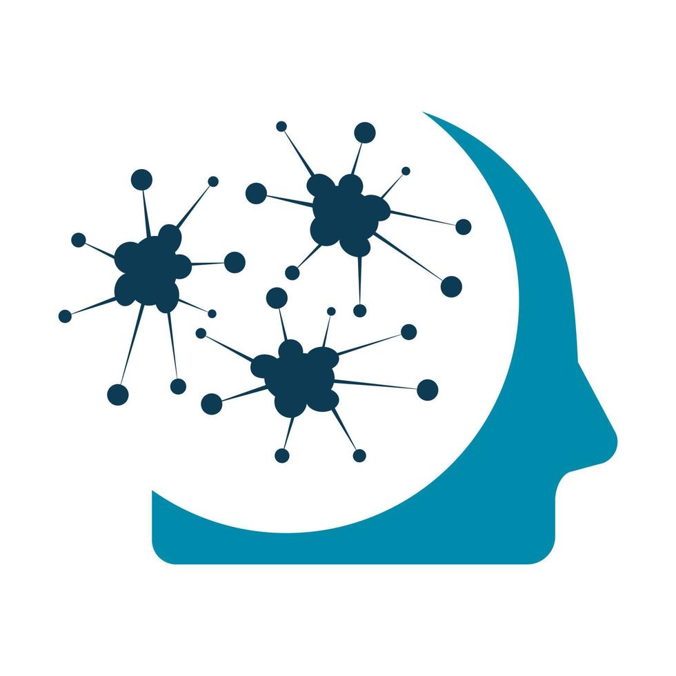 menselijk hoofd en neuron vector sjabloon ontwerp. geest logo concept.