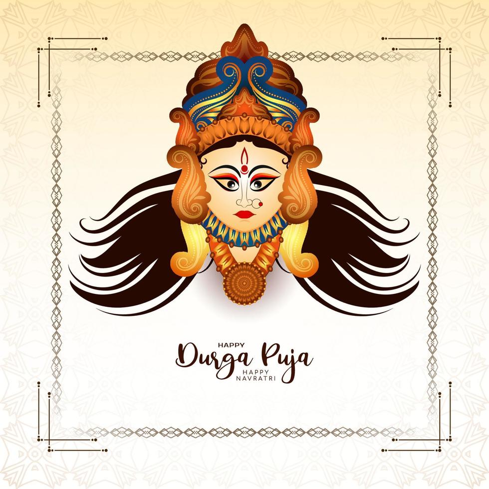 elegant durga puja en gelukkig navratri cultureel Hindoe festival kaart ontwerp vector