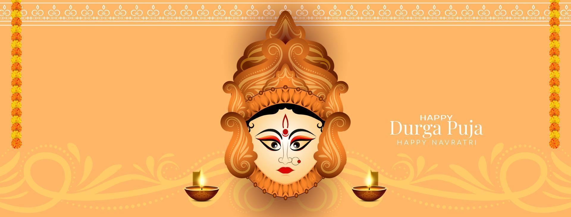 durga puja en gelukkig navratri Indisch cultureel festival banier ontwerp vector