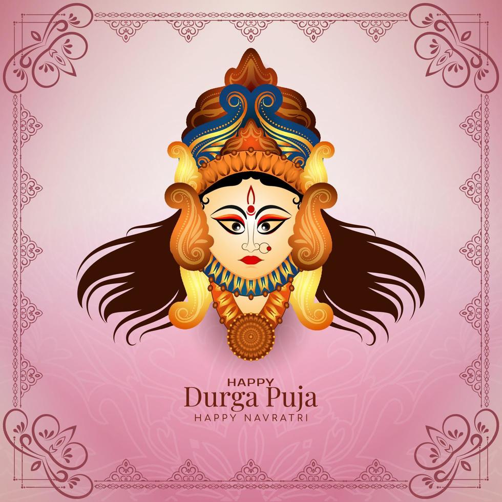 durga puja en gelukkig navratri festival decoratief groet achtergrond ontwerp vector