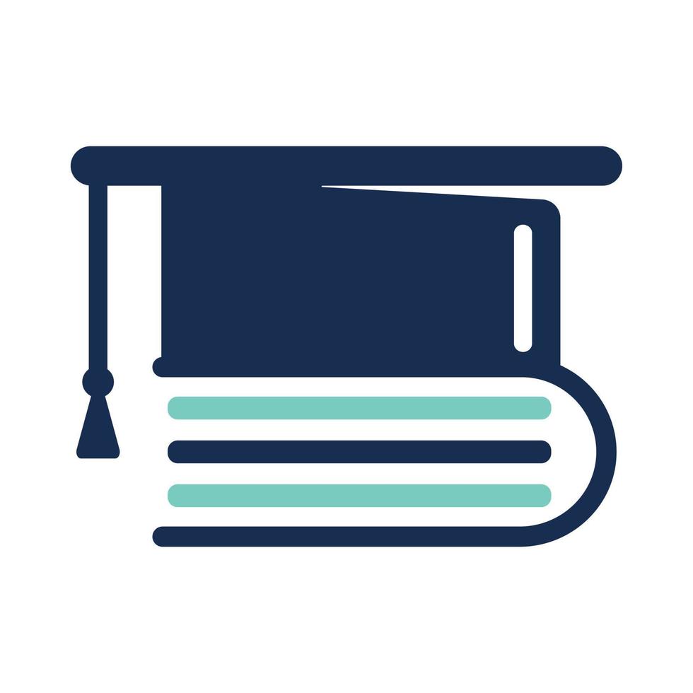 onderwijs logo concept met diploma uitreiking pet en boek icoon. bachelor opleiding hoed en boek logo sjabloon. vector