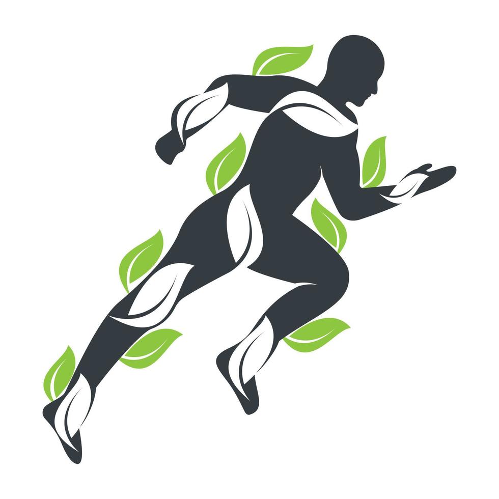 groen blad loper logo concept ontwerp. fysiotherapie behandeling concept vector ontwerp.