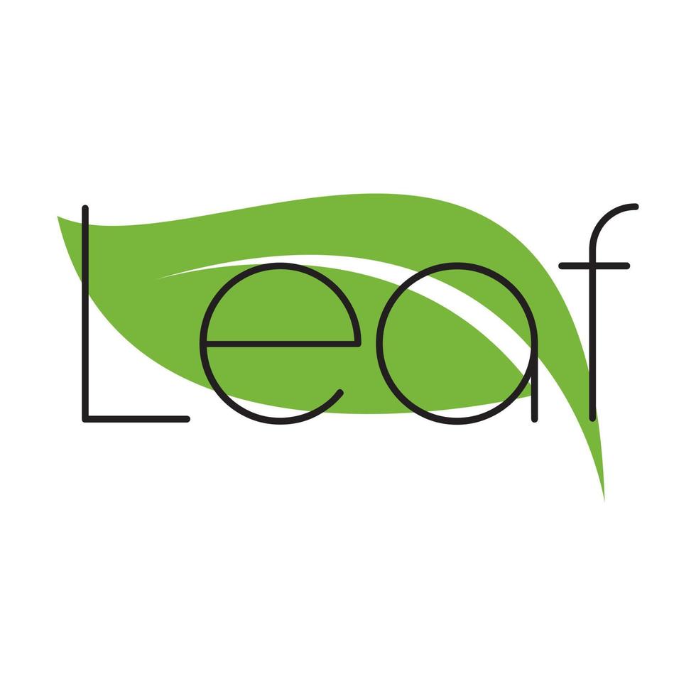 groen blad eco biologisch logo ontwerp vector sjabloon. vers groen bladeren Aan wit achtergrond met tekst.
