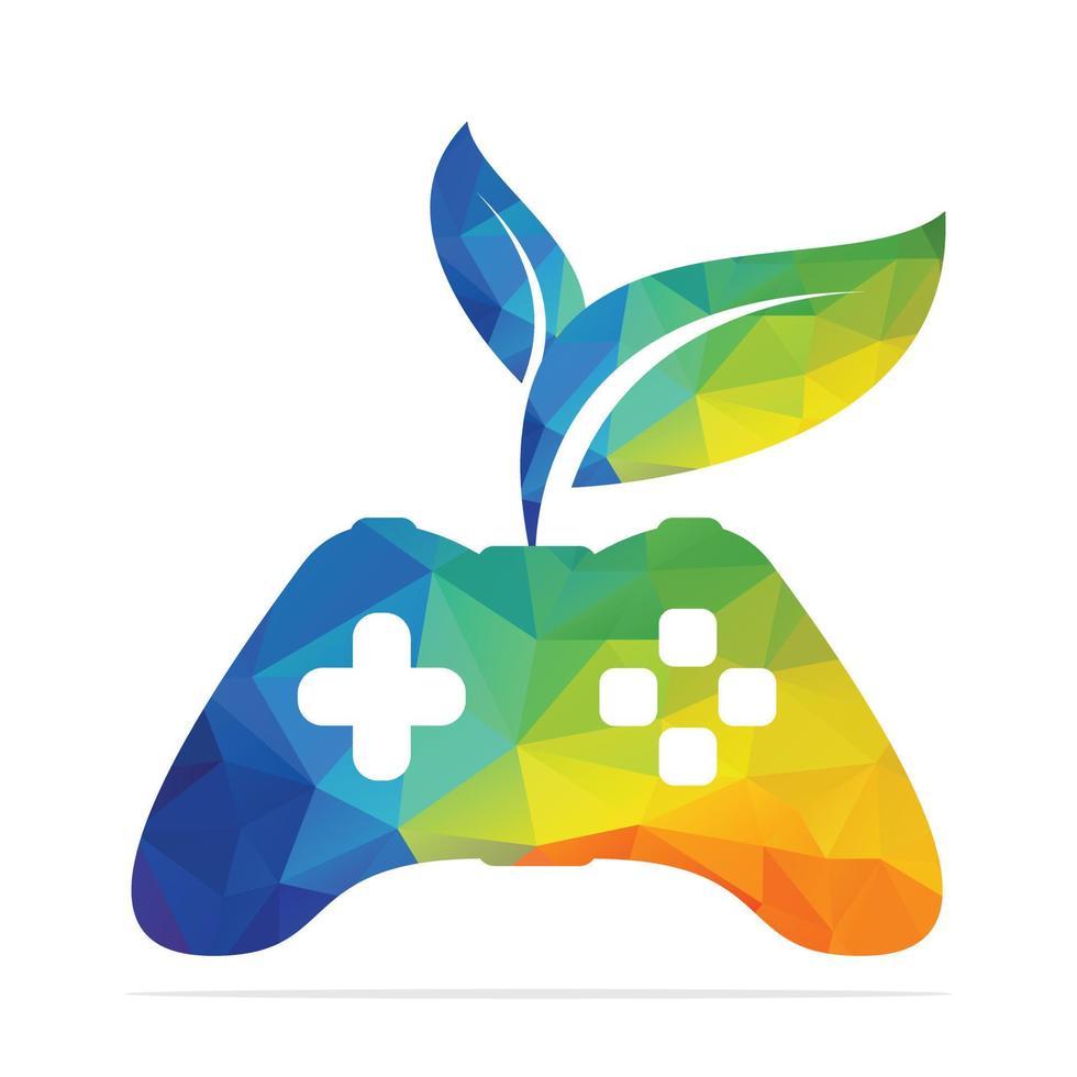 spel en blad logo ontwerp sjabloon. eco gaming logo vector ontwerp.