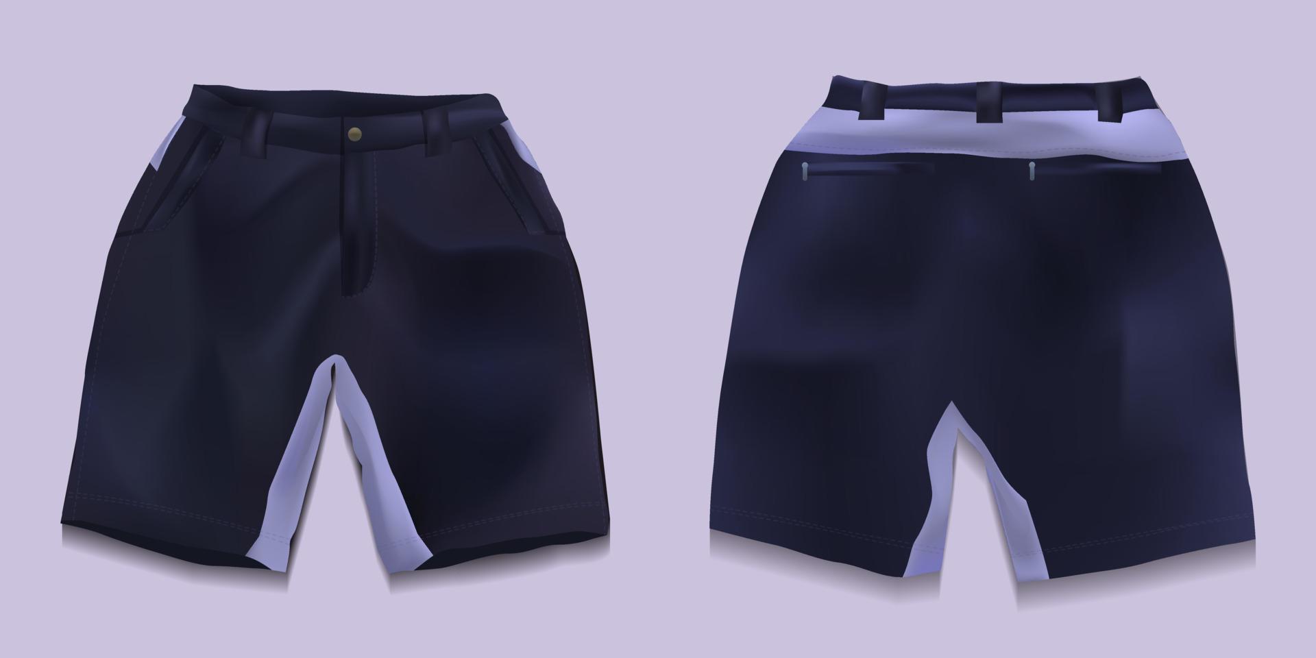 Mannen shorts mockup voorkant en terug visie. vector illustratie