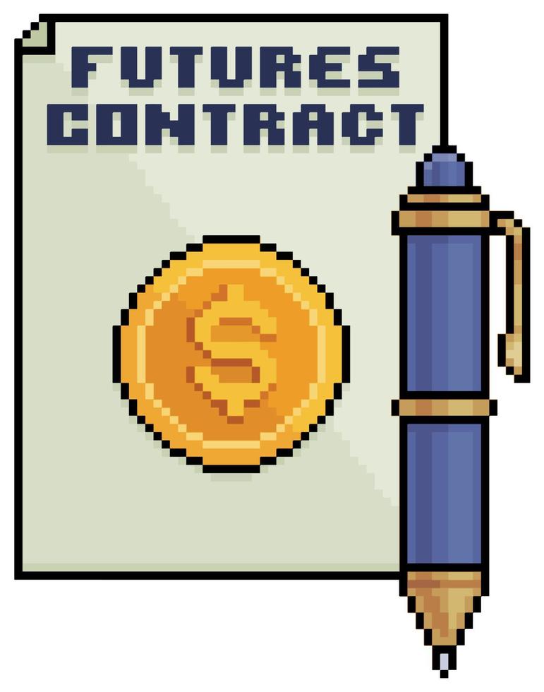 pixel kunst toekomsten contract financieel markt vector icoon voor 8 bit spel Aan wit achtergrond