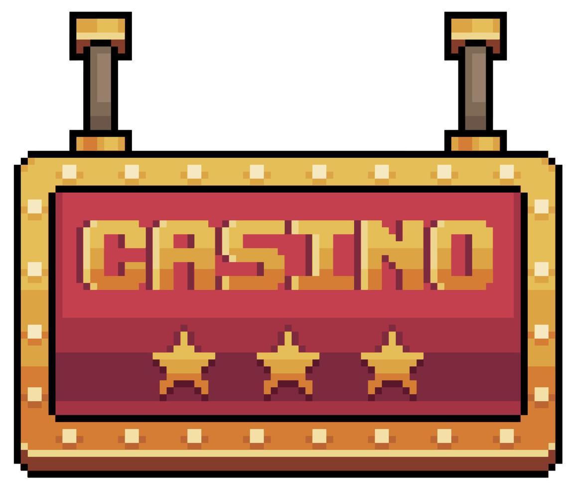 pixel kunst casino bord. neon teken vector icoon voor 8 bit spel Aan wit achtergrond