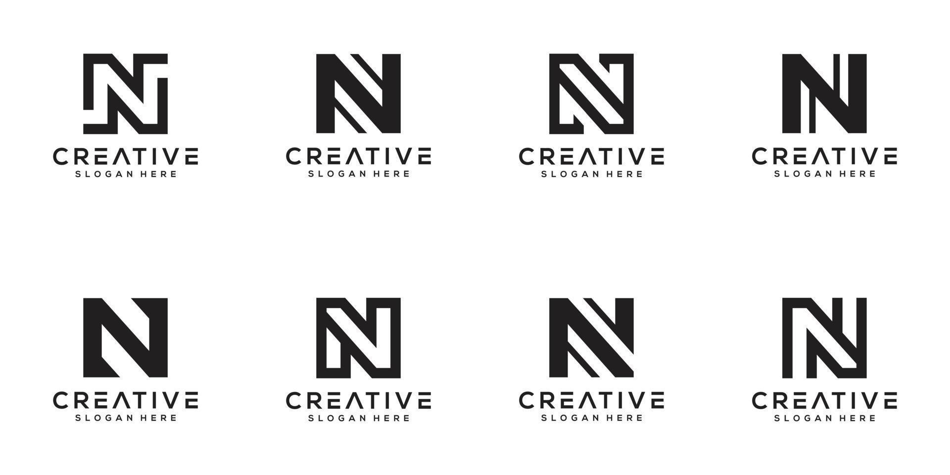 set van eerste letter n logo vector sjabloon