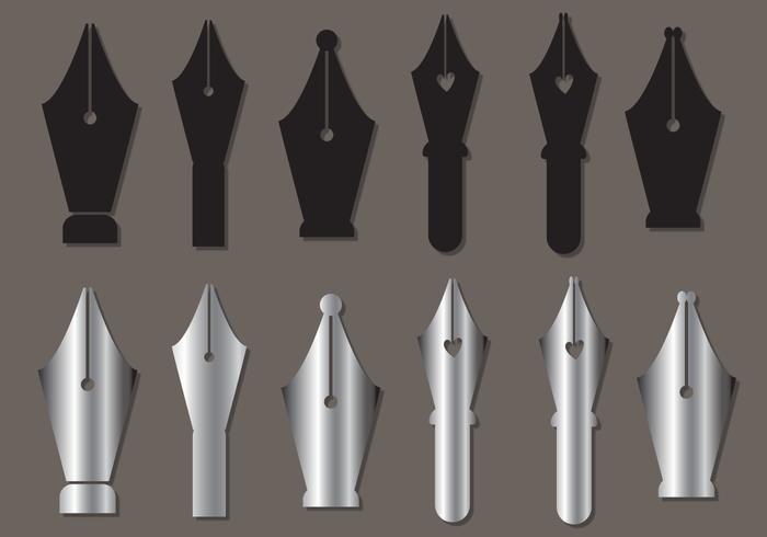 Pen nib vector set