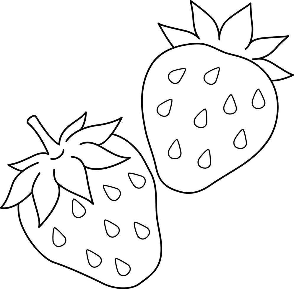 aardbei fruit geïsoleerd kleur bladzijde voor kinderen vector