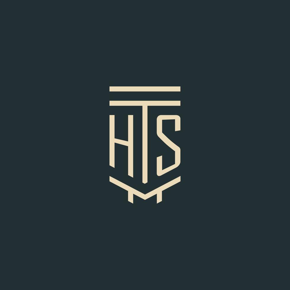 hs eerste monogram met gemakkelijk lijn kunst pijler logo ontwerpen vector