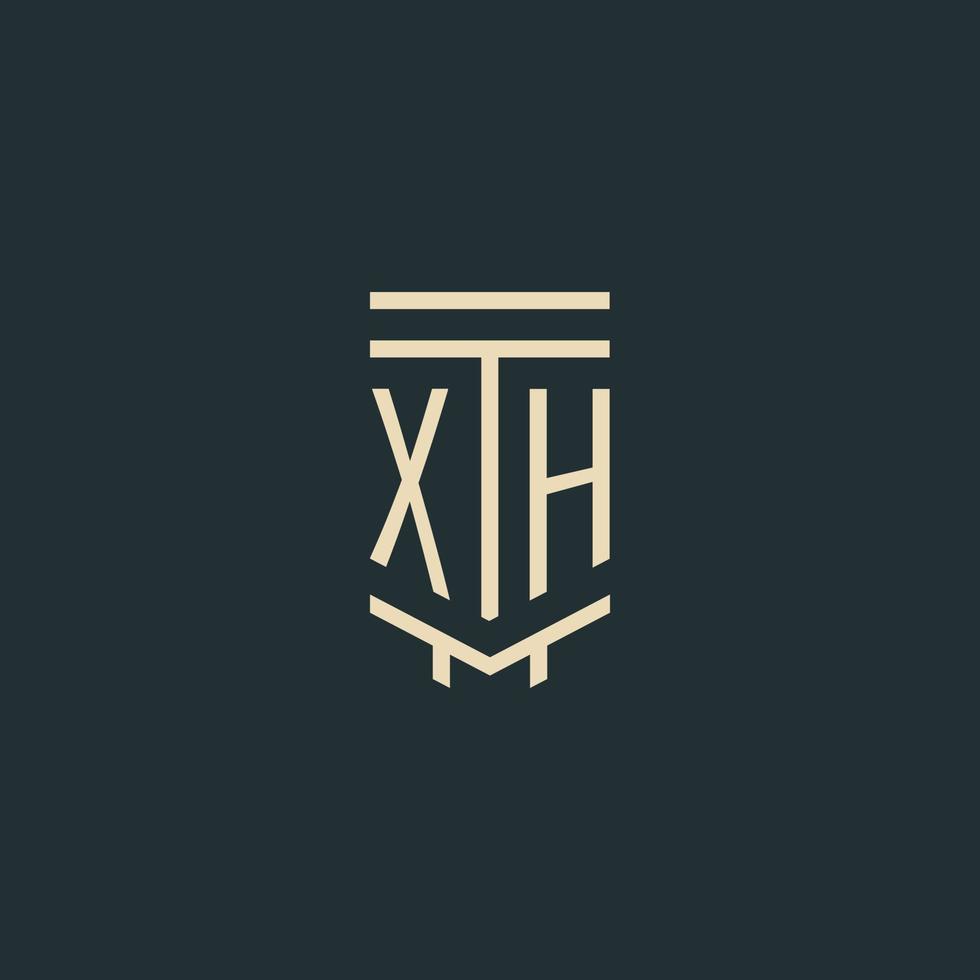 xh eerste monogram met gemakkelijk lijn kunst pijler logo ontwerpen vector