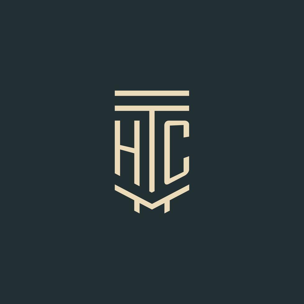 hc eerste monogram met gemakkelijk lijn kunst pijler logo ontwerpen vector
