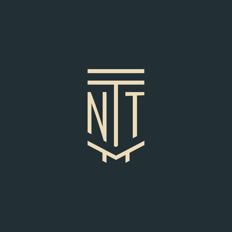 nt eerste monogram met gemakkelijk lijn kunst pijler logo ontwerpen vector