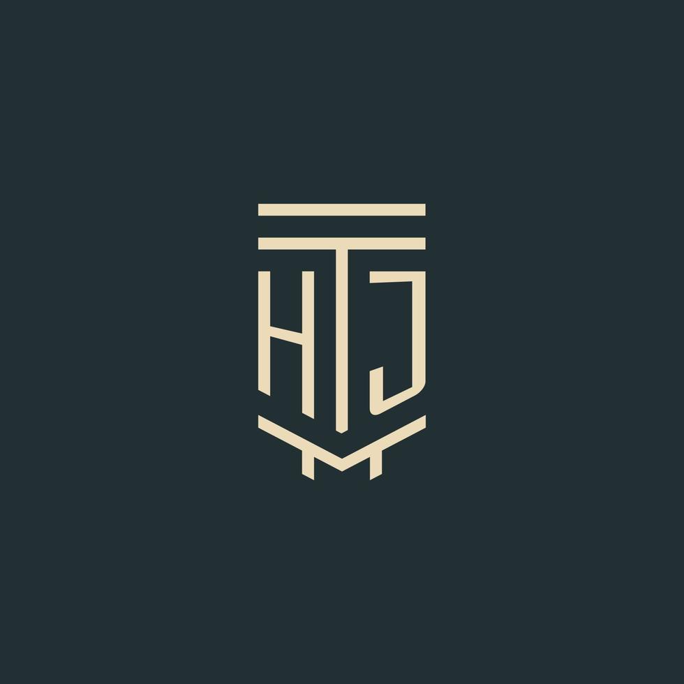 hj eerste monogram met gemakkelijk lijn kunst pijler logo ontwerpen vector