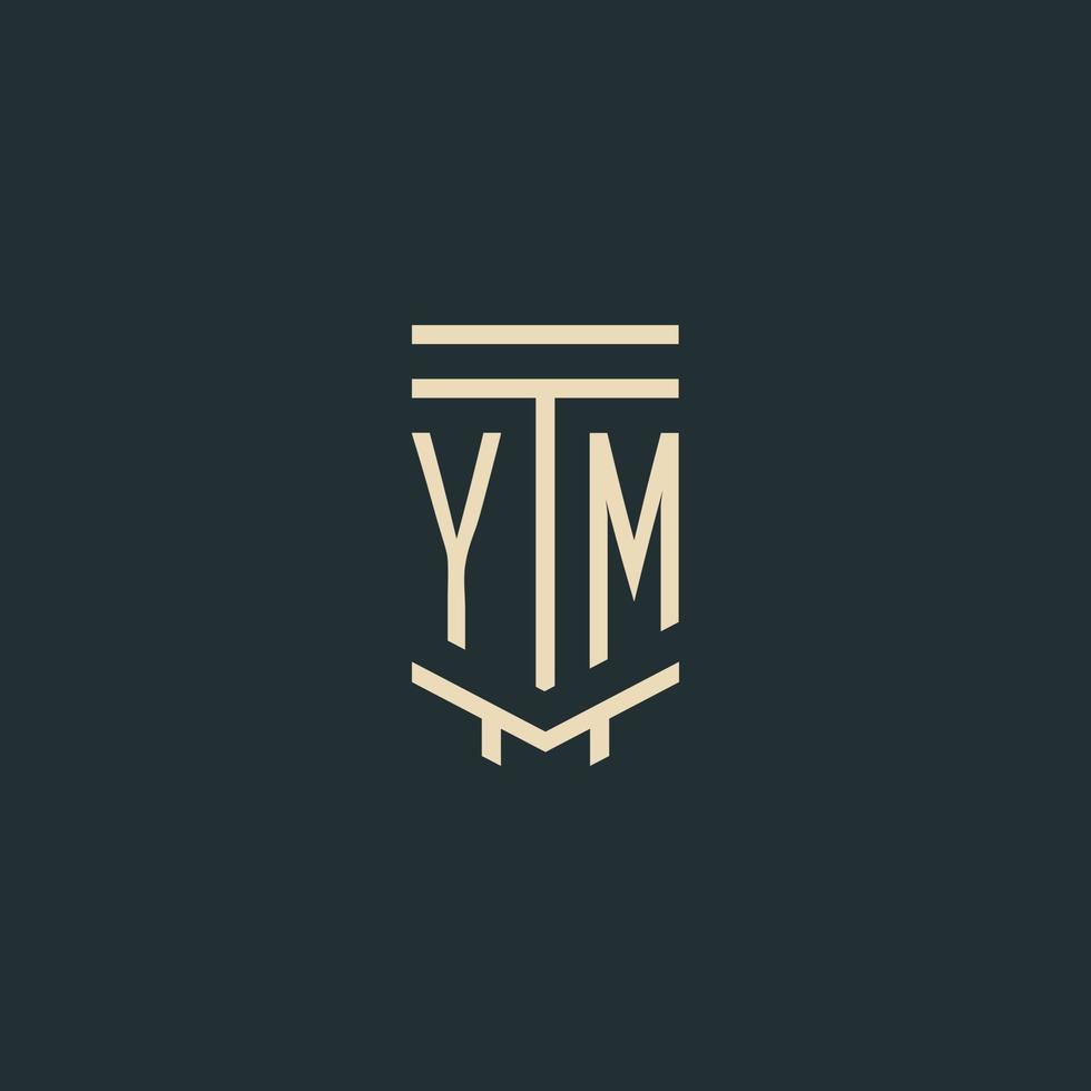 ym eerste monogram met gemakkelijk lijn kunst pijler logo ontwerpen vector