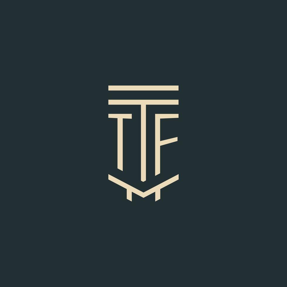 tf eerste monogram met gemakkelijk lijn kunst pijler logo ontwerpen vector