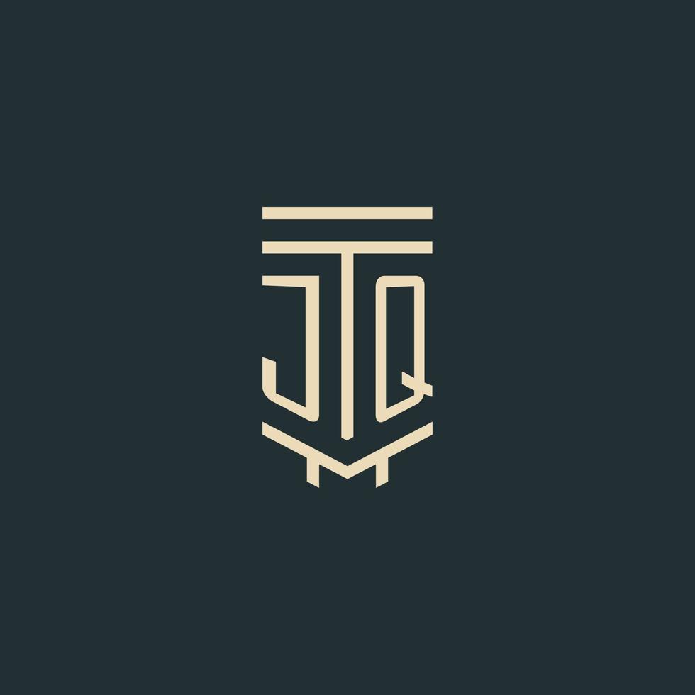 jq eerste monogram met gemakkelijk lijn kunst pijler logo ontwerpen vector