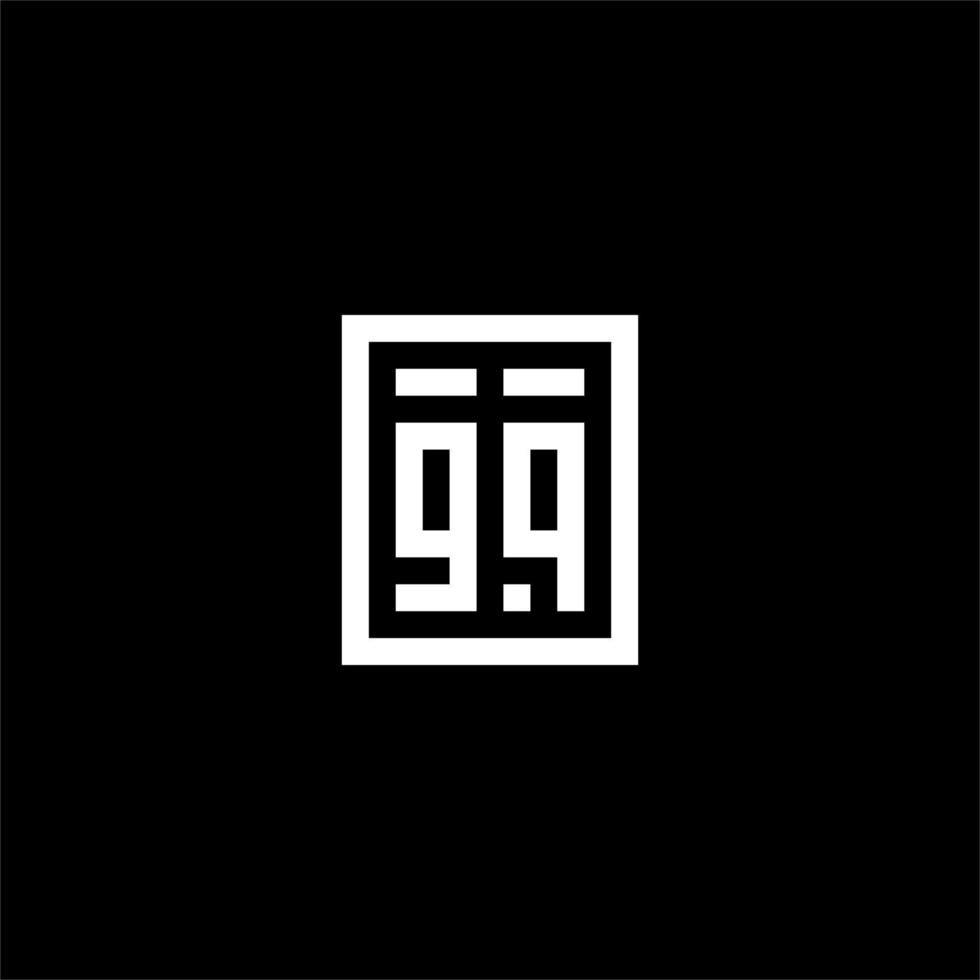 gq eerste logo met plein rechthoekig vorm stijl vector