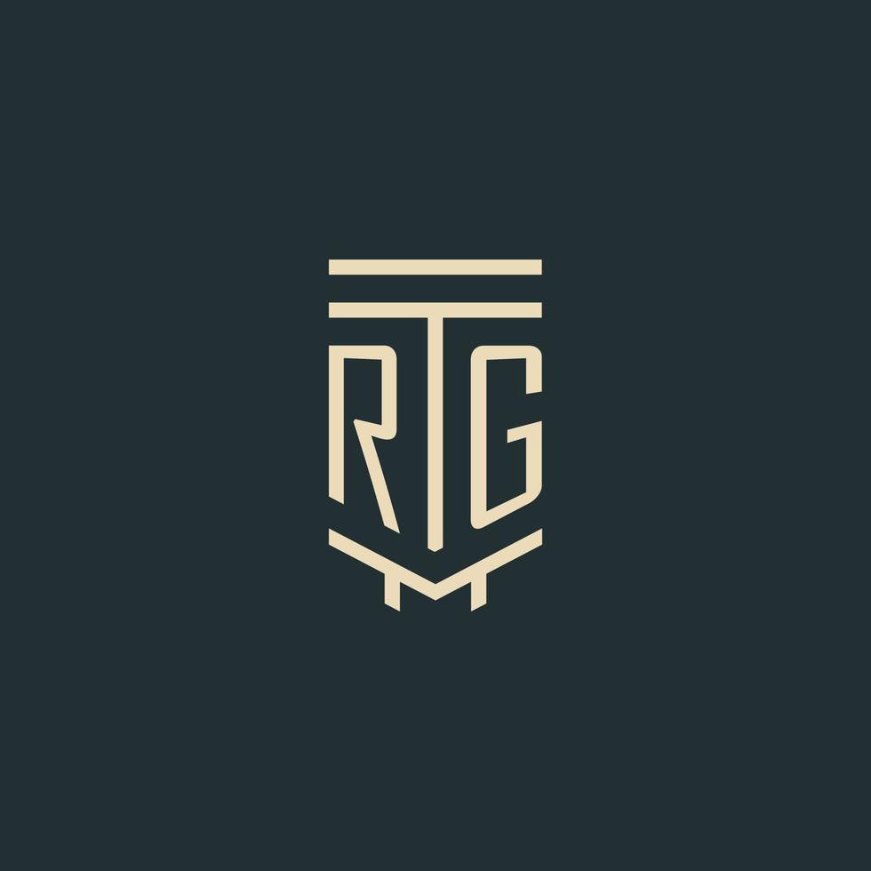 rg eerste monogram met gemakkelijk lijn kunst pijler logo ontwerpen vector