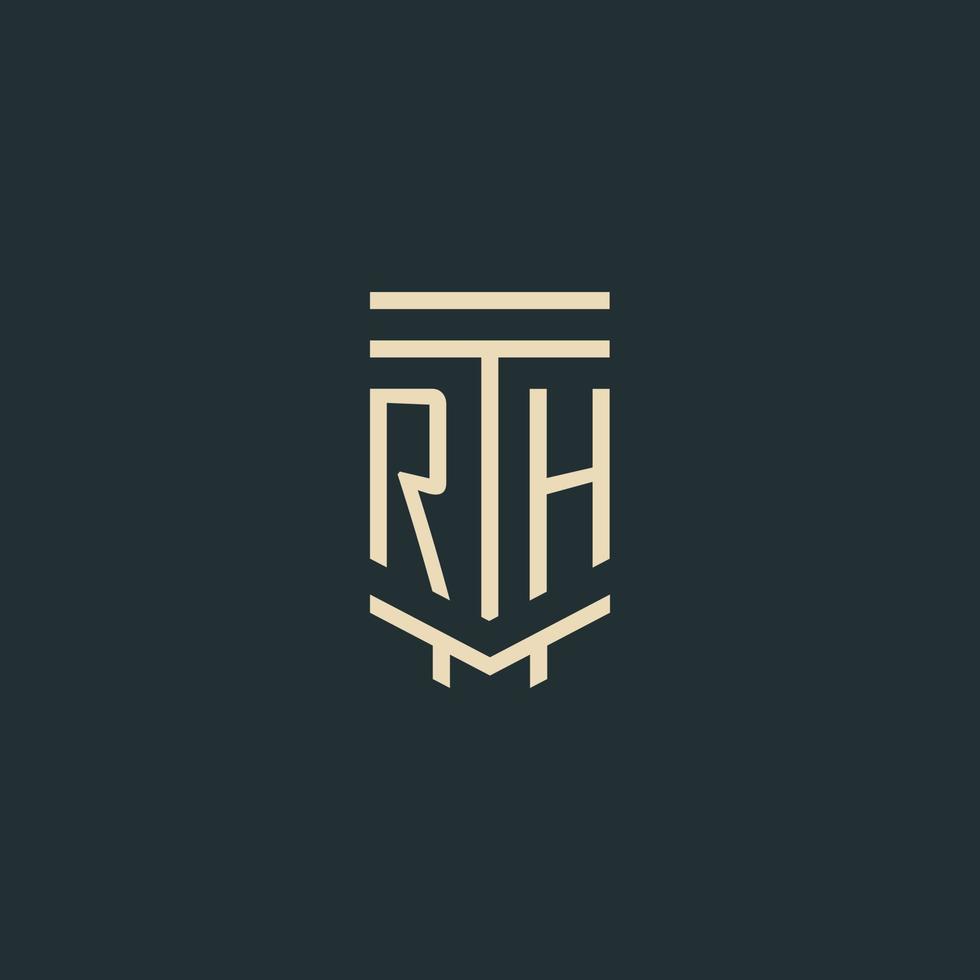 rh eerste monogram met gemakkelijk lijn kunst pijler logo ontwerpen vector