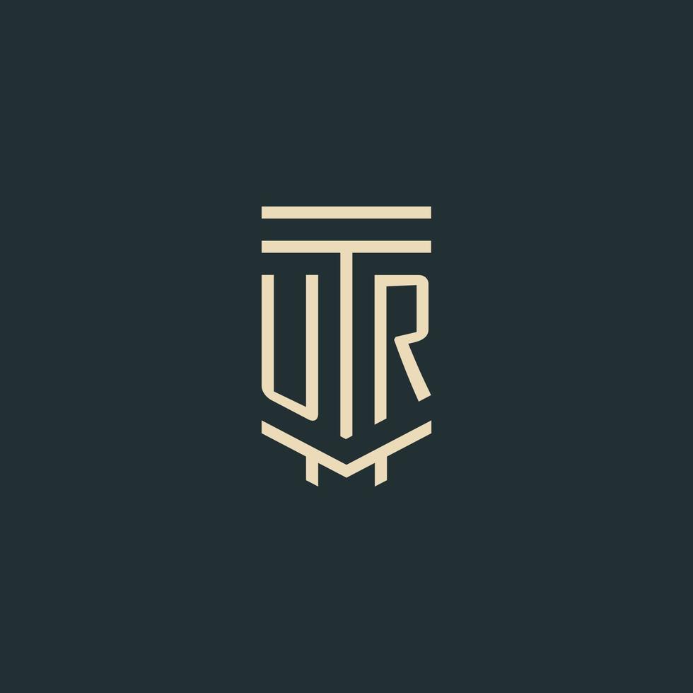 ur eerste monogram met gemakkelijk lijn kunst pijler logo ontwerpen vector