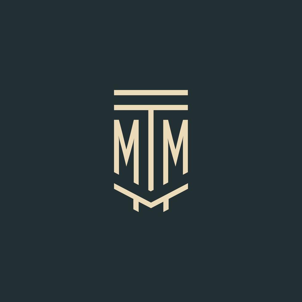 mm eerste monogram met gemakkelijk lijn kunst pijler logo ontwerpen vector