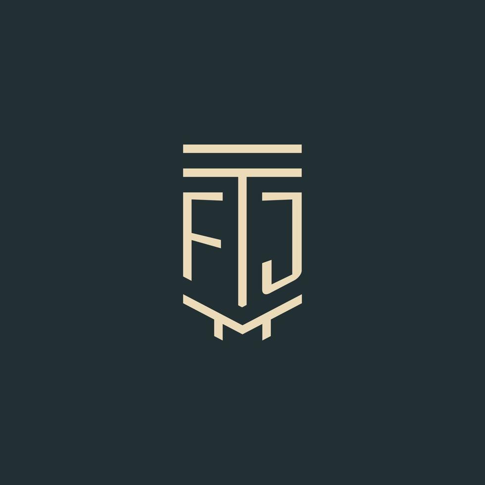 fj eerste monogram met gemakkelijk lijn kunst pijler logo ontwerpen vector