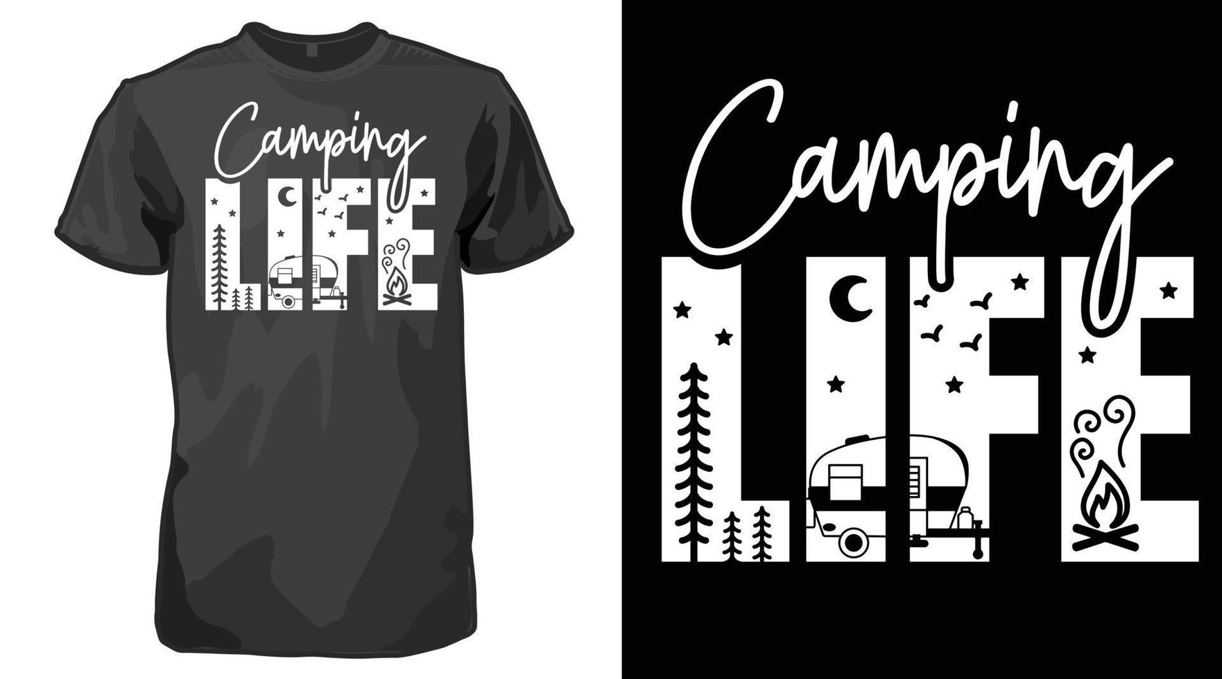 camping leven decoratief tekst wit t-shirt vector