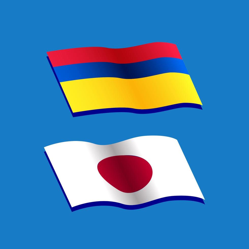 Colombiaanse en Japan golvend natie vlag vector