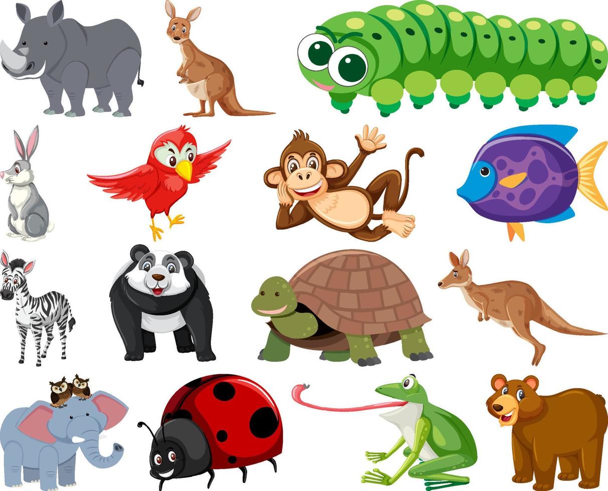 set van verschillende dieren cartoon vector