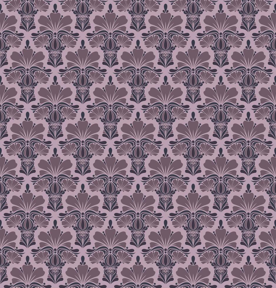 roze naadloos vector achtergrond in kunst nouveau stijl met een boeket van Purper bloemen