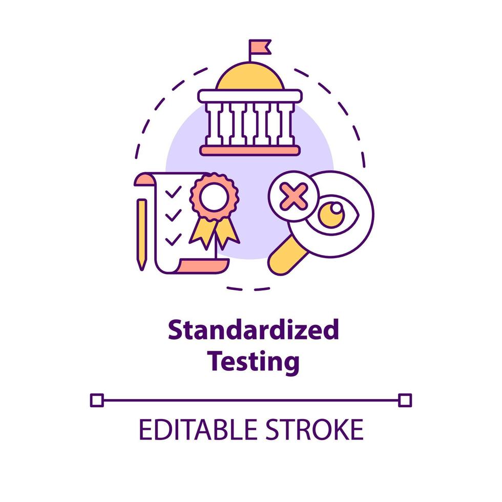 gestandaardiseerd testen concept icoon. geadministreerd examens. majoor onderwijs kwestie abstract idee dun lijn illustratie. geïsoleerd schets tekening. bewerkbare hartinfarct. vector