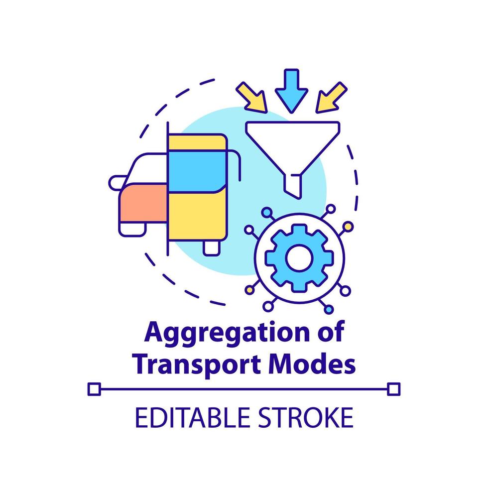 aggregatie van vervoer modi concept icoon. mobiliteit net zo onderhoud waarde abstract idee dun lijn illustratie. geïsoleerd schets tekening. bewerkbare hartinfarct. vector