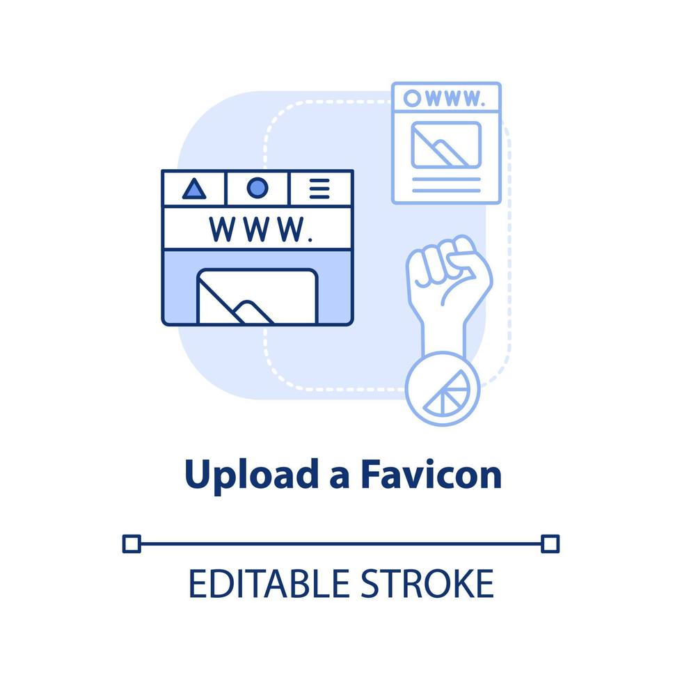 uploaden favicon licht blauw concept icoon. maken professioneel website abstract idee dun lijn illustratie. branding afbeelding. geïsoleerd schets tekening. bewerkbare hartinfarct. vector