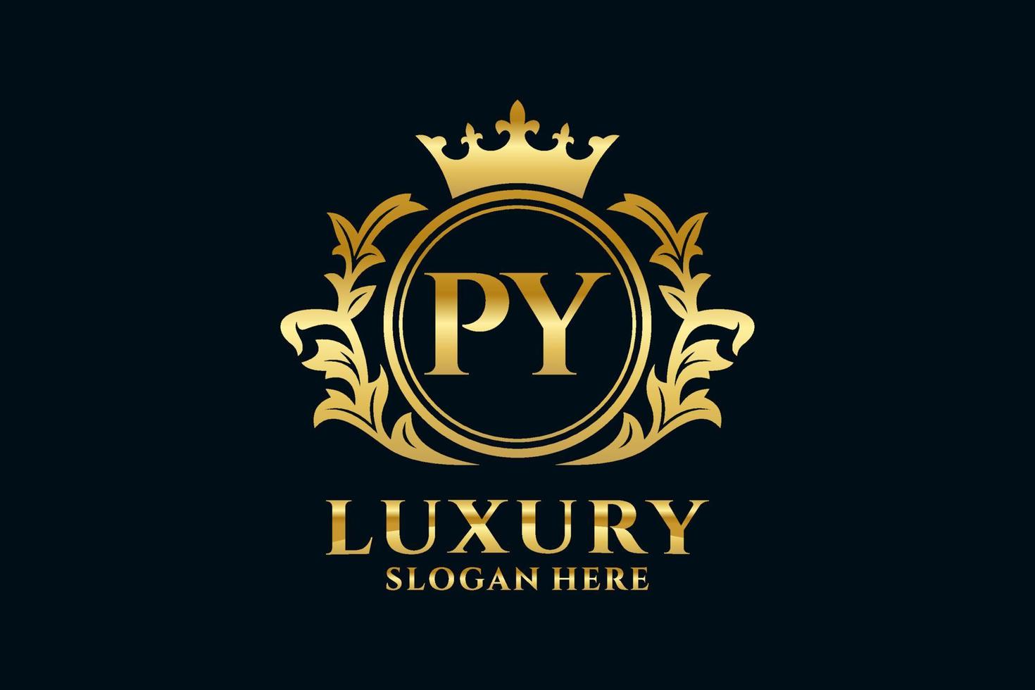 eerste py brief Koninklijk luxe logo sjabloon in vector kunst voor luxueus branding projecten en andere vector illustratie.