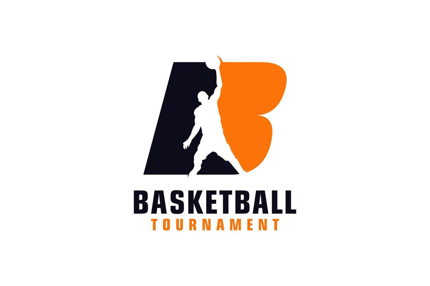 brief b met basketbal logo ontwerp. vector ontwerp sjabloon elementen voor sport team of zakelijke identiteit.