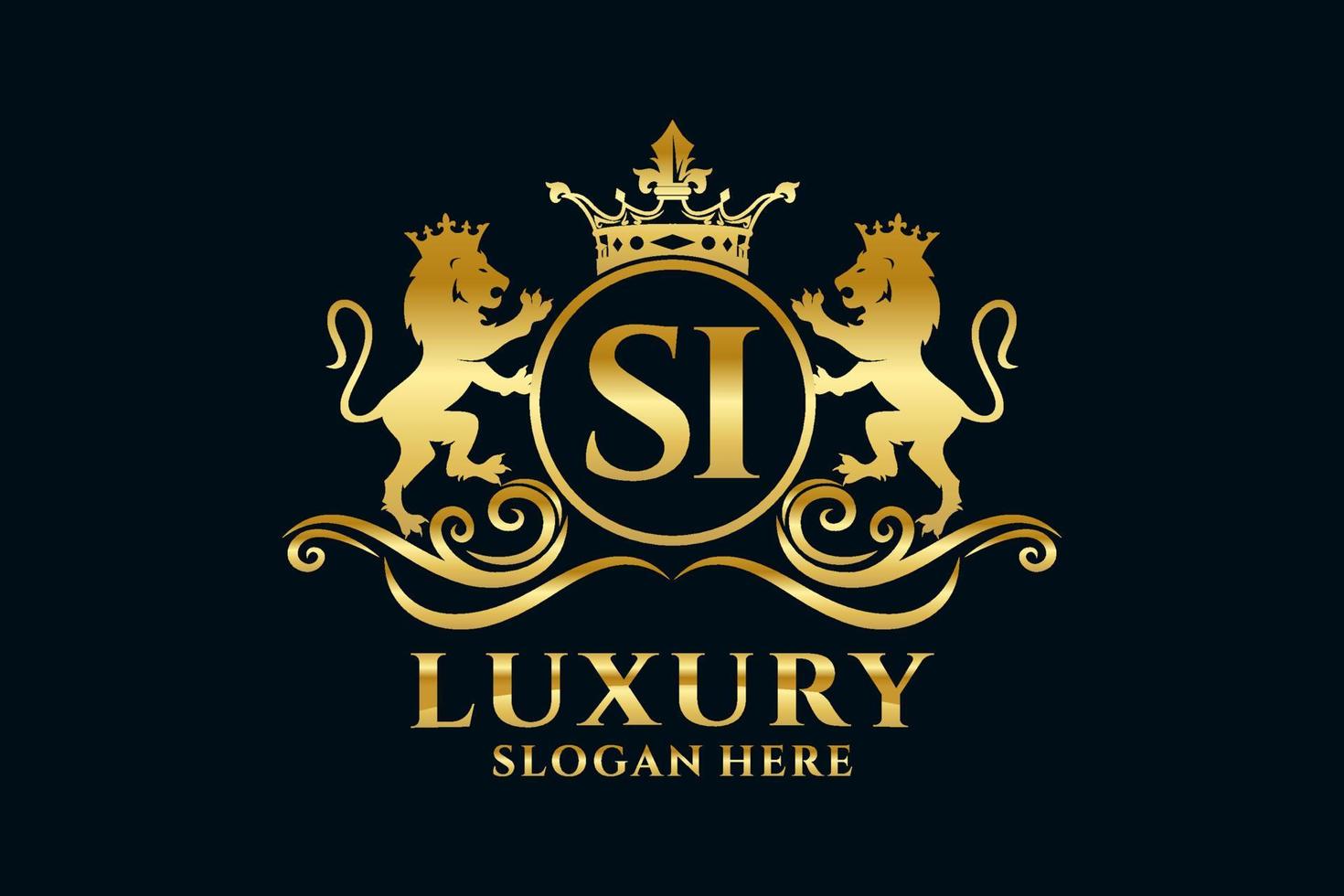 eerste si brief leeuw Koninklijk luxe logo sjabloon in vector kunst voor luxueus branding projecten en andere vector illustratie.