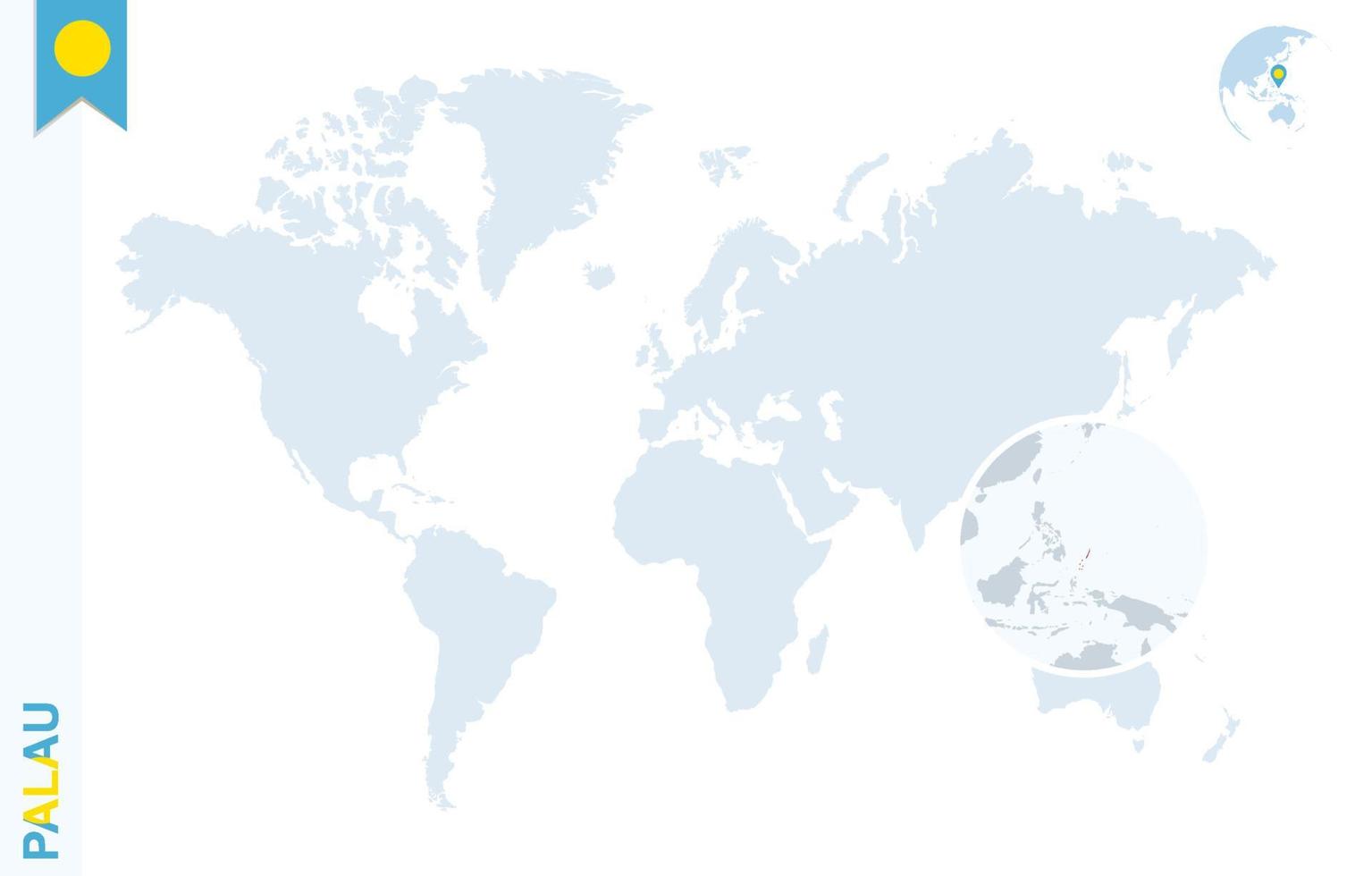 blauw wereld kaart met vergroten Aan paleis. vector