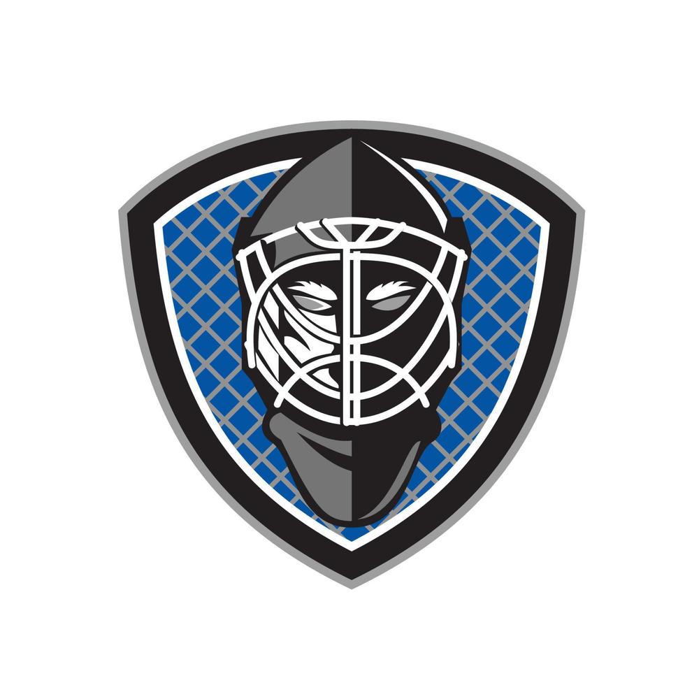 ijs hockey keeper helm kam retro vector