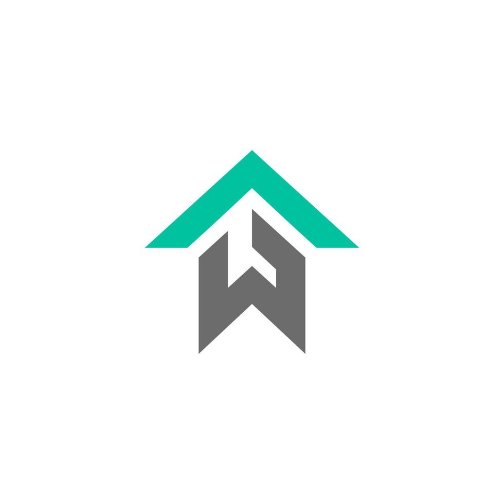huis brief w elegant vlak minimalistische stijl logo ontwerp vector