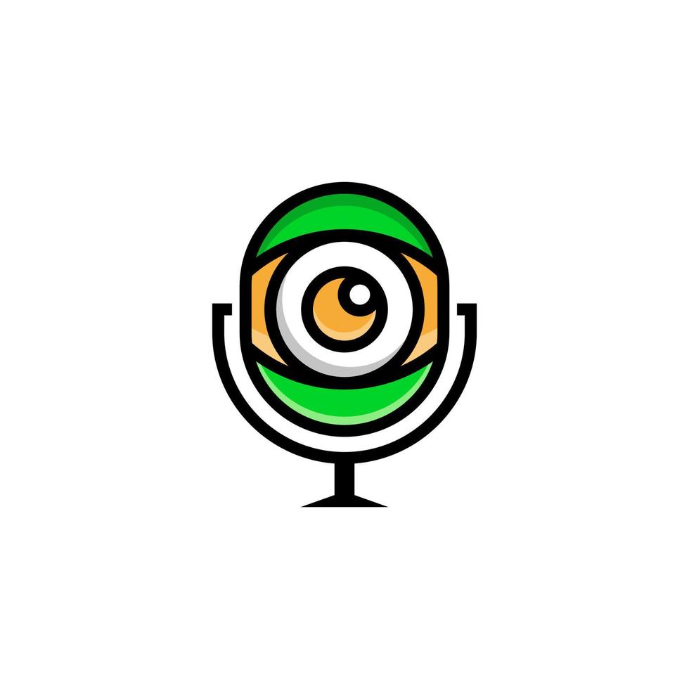 microfoon combinatie met oog, minimalistisch stijl logo ontwerp bewerkbare vector