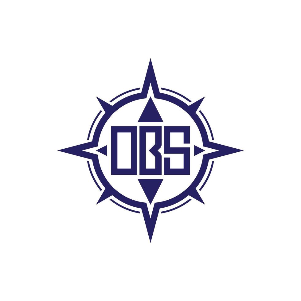 brief o,b,s combinatie met kompas Saturnus, elegant minimalistische logo ontwerp vector