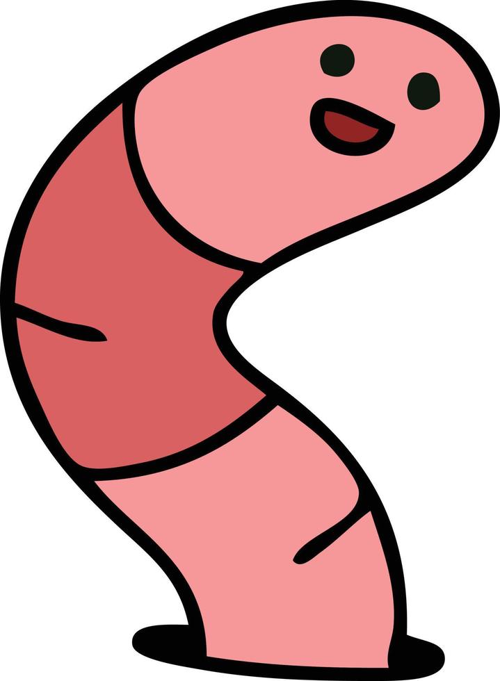 eigenzinnige handgetekende cartoonworm vector